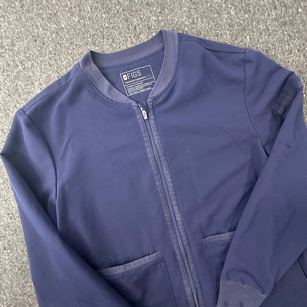 FIGS Leon Scrub Jacket Men Large Navy Blue Bomber MXXSW1003 Zip Up Technical
